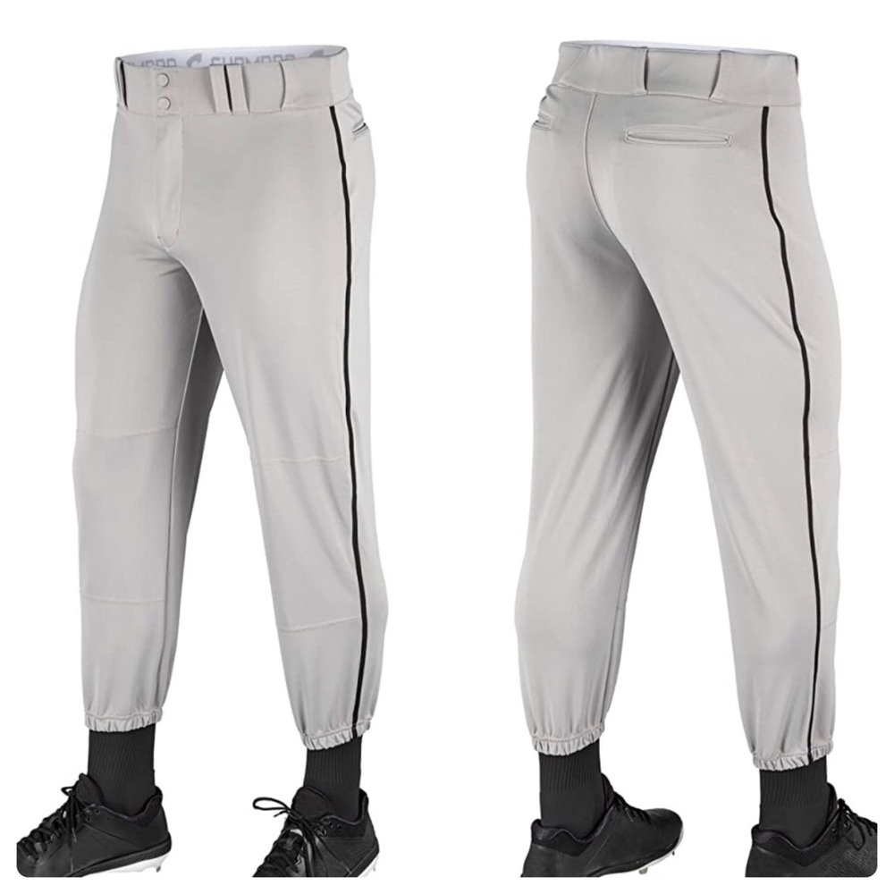 Champro Adult Classic Loose Fit Grey Black Piping Baseball Pants